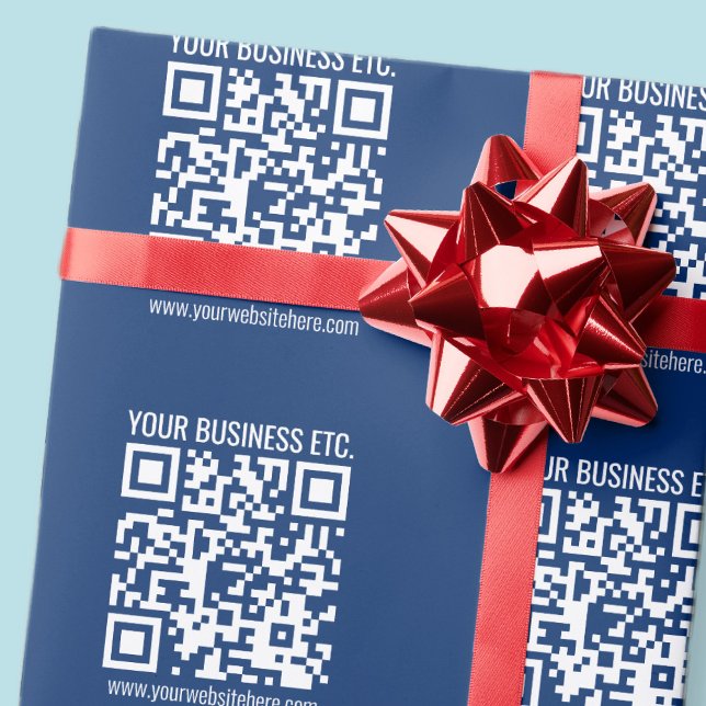 Papier Cadeau Créez votre propre code QR | Bleu (Créateur téléchargé)