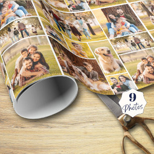 Papier Cadeau Créez Votre Propre Collage de 9 Photos Unique