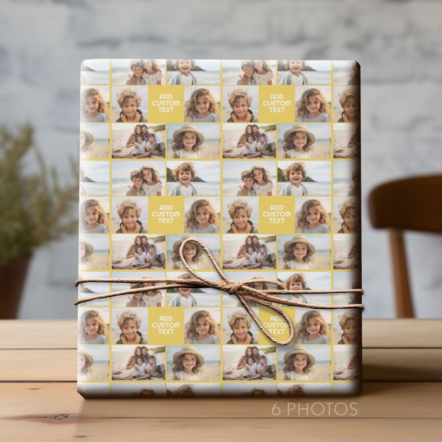 Papier Cadeau Créez votre propre collection de photos - 6 photos (Custom Photo Collage Wrapping Paper - All Occasion)