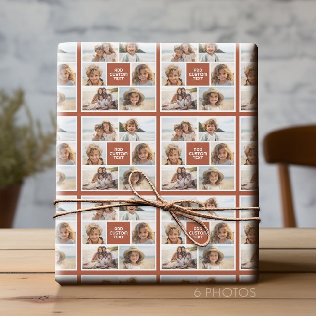Papier Cadeau Créez votre propre collection de photos - 6 photos (Custom Photo Collage Wrapping Paper - All Occasion)
