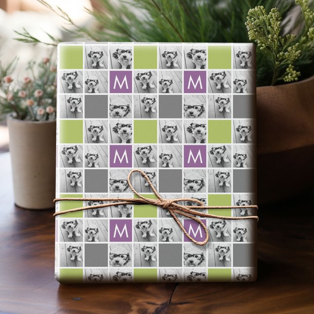 Papier Cadeau Créez votre propre collection Instagram Monogramme (Custom Photo Wrapping Paper)