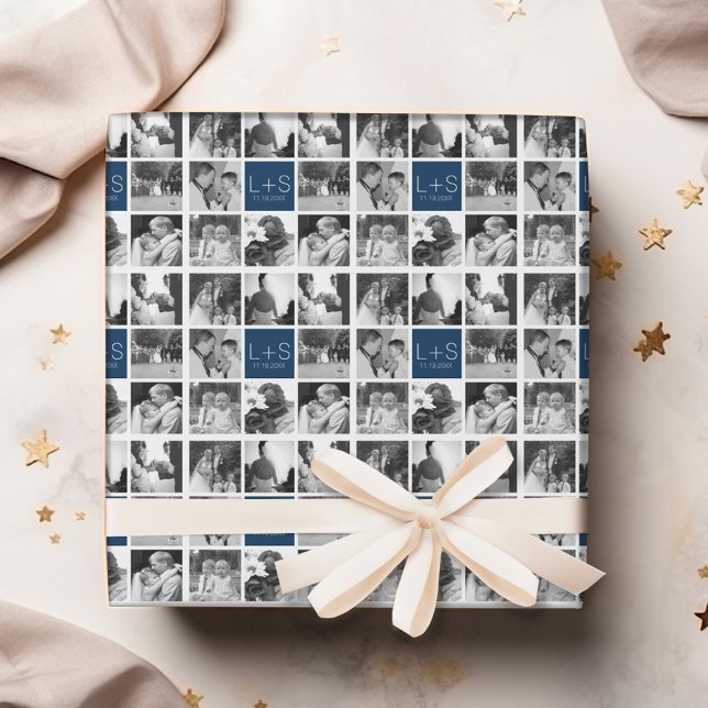 Papier Cadeau Créez votre propre collection photo Mariage Monogr (Personalized Wedding Anniversary Wrapping Paper)