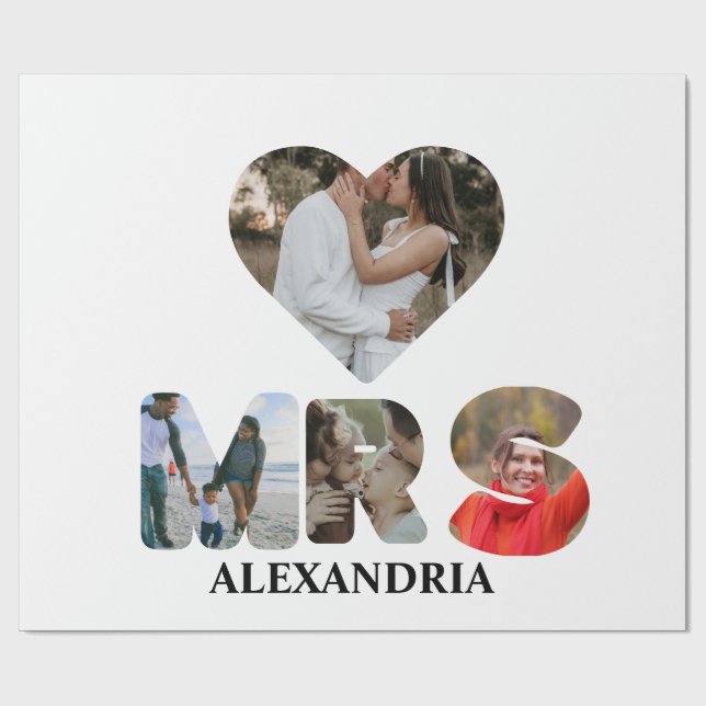 Papier Cadeau Créez votre propre couple Mr et Mrs photo Matching (Plat)