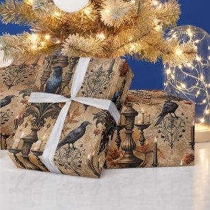Papier Cadeau Créez votre propre damas gothique de corbeaux auto
