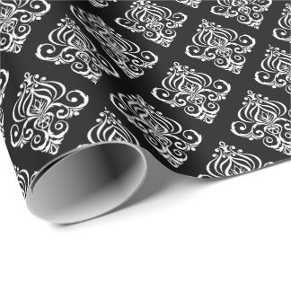 Papier Cadeau Créez votre propre damas noir et blanc personnalis