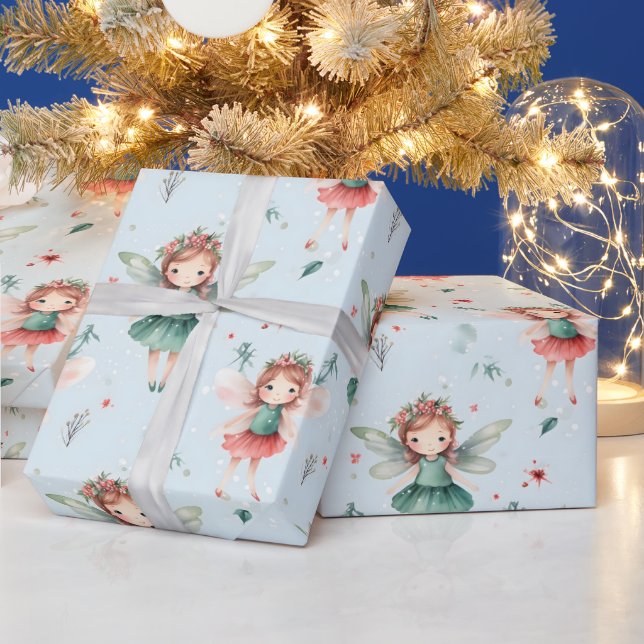 Papier Cadeau Créez Votre Propre Fée de Vacances Bleue (Vacances)