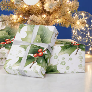 Papier Cadeau Créez Votre propre houx rouge peint