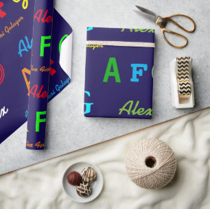 Papier Cadeau Créez votre propre motif de nom personnalisé