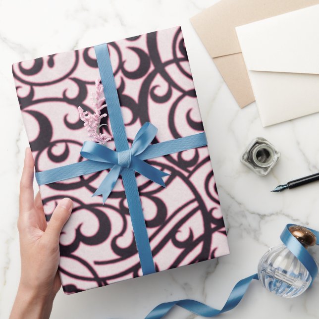 Papier Cadeau Créez votre propre Motif en fibre rose et noire (Cadeaux)