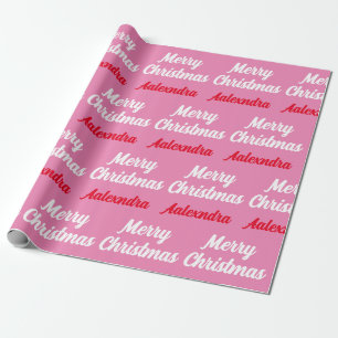 Papier Cadeau Créez votre propre nom Pink Christmas