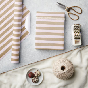Papier Cadeau Crème Classique Faux Kraft Stripes