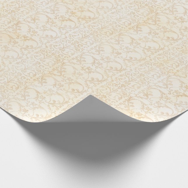 Papier Cadeau Crème damassée et Mariage beige (Coin)