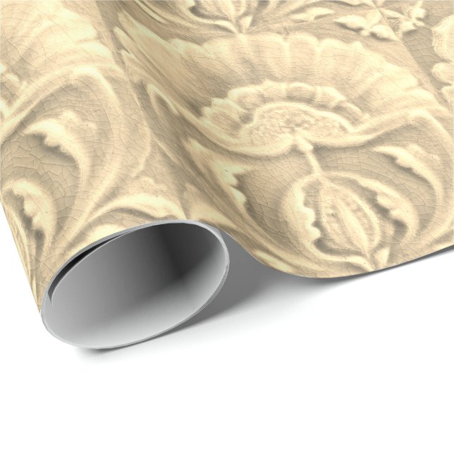 Papier Cadeau Crème d'or jongendstil Art nouveau (Coin rond)