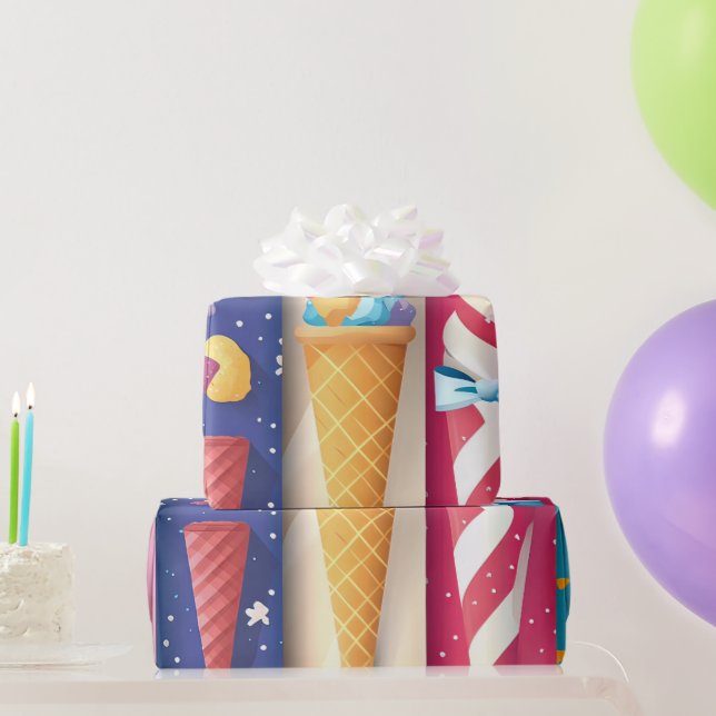 Papier Cadeau Crème Glacée (Cadeaux de fête)