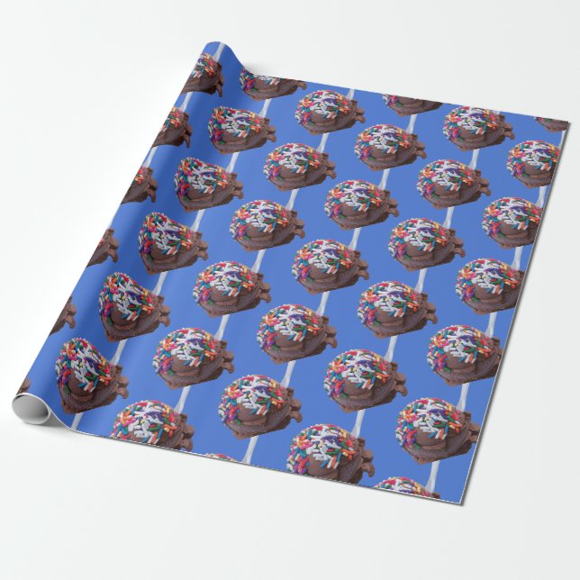 Papier Cadeau Crème glacée au chocolat foncé avec arrosage arc-e (Déroulé)