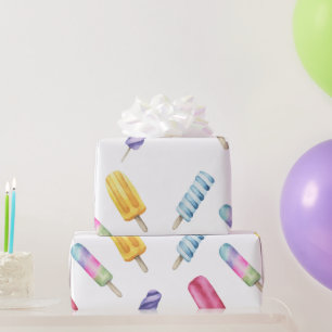 Papier Cadeau Crème glacée Popsicle pour anniversaire