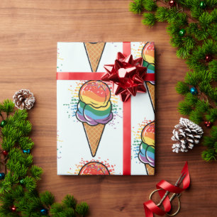 Papier Cadeau Crème glacée Rainbow LGBTQ+ Pride