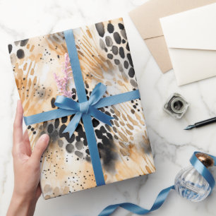 Papier Cadeau Crème noire sauvage Léopard Animal Floral
