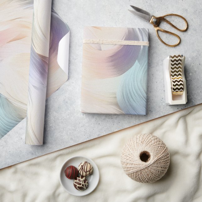 Papier Cadeau Crème Violet Aqua Rose Tourbillon (Artisanat)