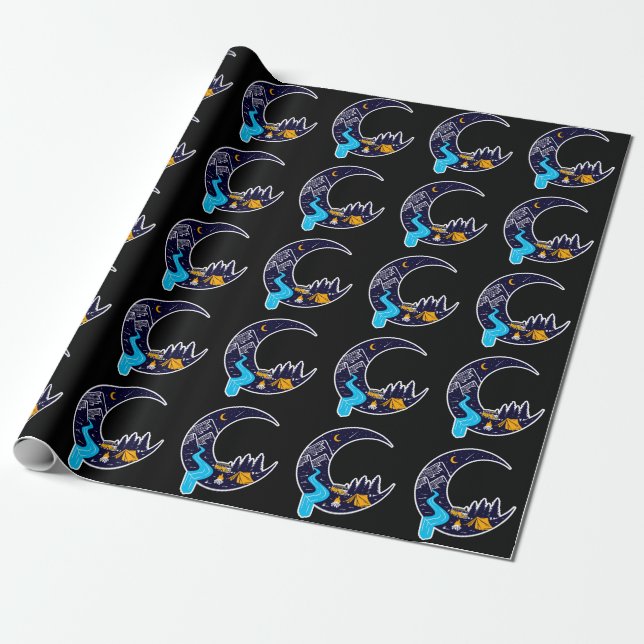 Papier Cadeau Crescent Moon Adventure Camping (Déroulé)