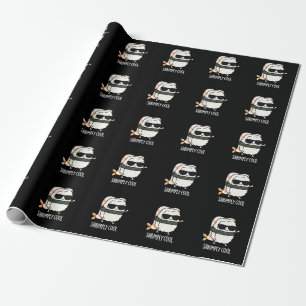Papier Cadeau Crevette Cool Funny Crevettes Sushi Pun Dark BG