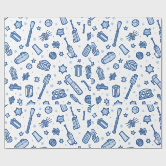 Papier Cadeau Cricket doodlé dessiné à la main motif sans coutur
