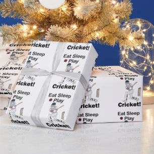 Papier Cadeau Cricket Sports Manger Dormir Jouer Cricket