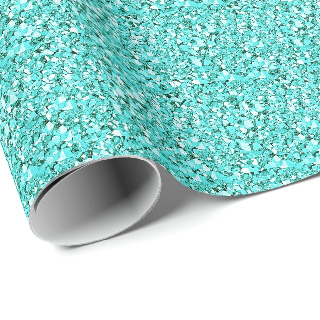 Papier Cadeau Cristal de Druzy - bleu bleu vert (Coin rond)