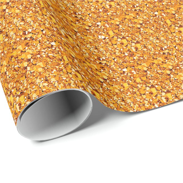 Papier Cadeau cristal druzy - orange mandarine (Coin rond)