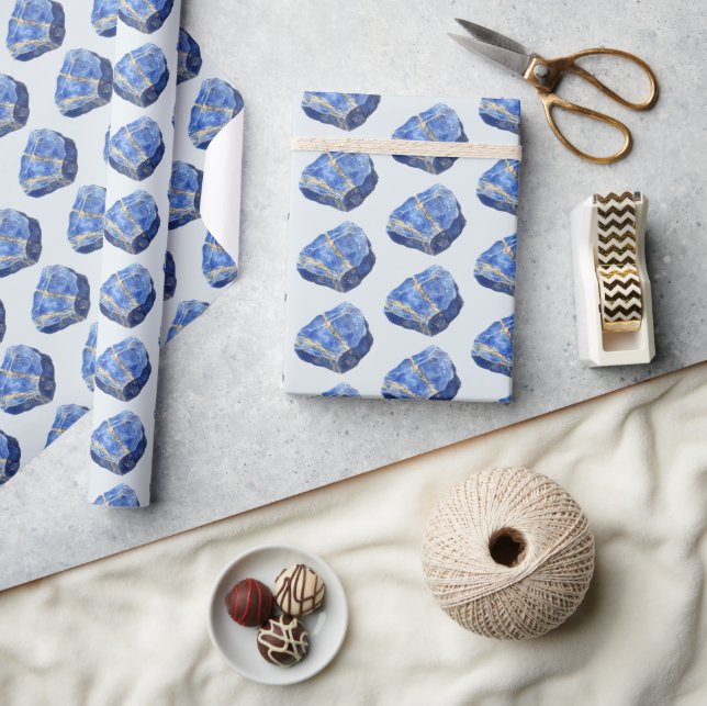Papier Cadeau Cristaux de Lapis-Lazuli Bleu Anniversaire (Artisanat)