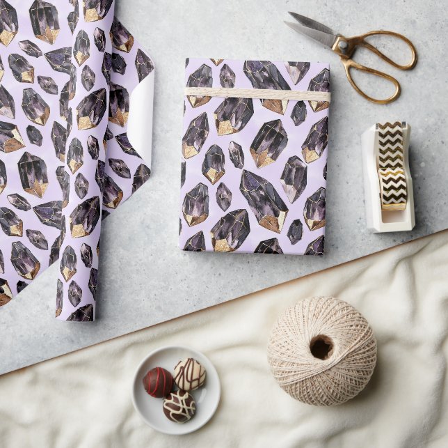 Papier Cadeau Cristaux de naissance en or violet (Artisanat)