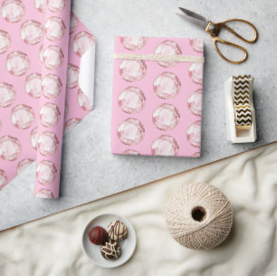 Papier Cadeau Cristaux de Quartz Rose Rond Anniversaire
