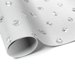 Papier Cadeau Cristaux roses Swarovski Pois gris argent