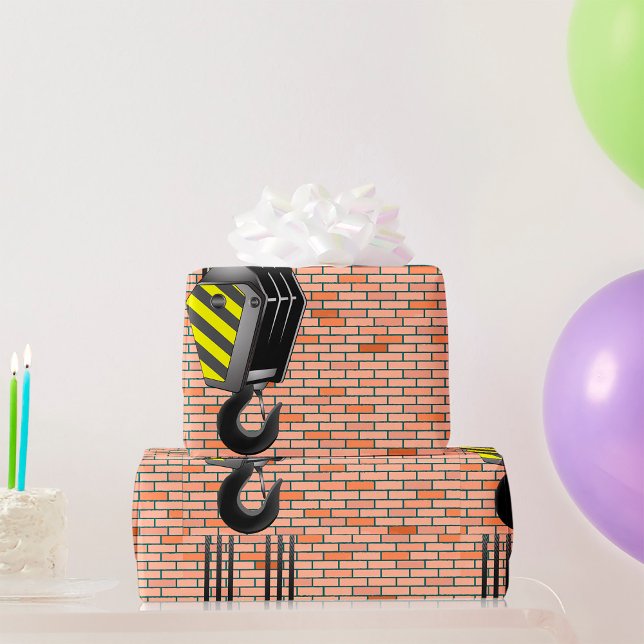 Papier Cadeau Crochet de grue industrielle avec mur de briques (Créateur téléchargé)
