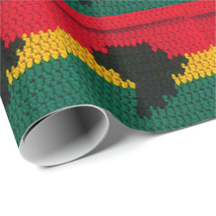 Papier Cadeau Crochet jamaïcain de vert rouge d'or de noir de