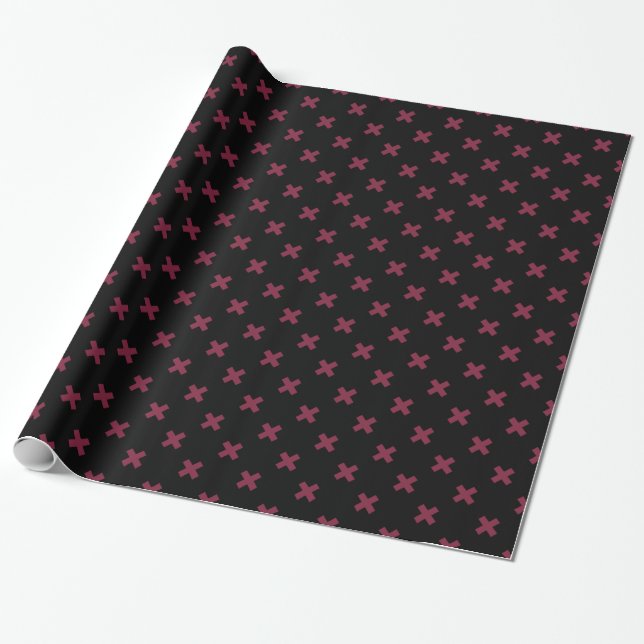 Papier Cadeau Crochets Mulberry sur noir (Déroulé)