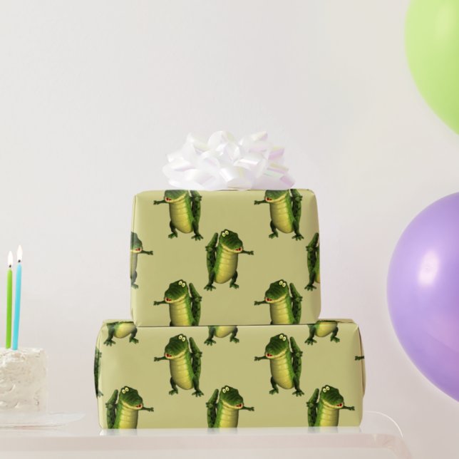 Papier Cadeau Crocodiles verts mignons (Créateur téléchargé)