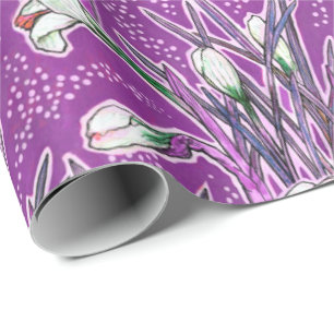 Papier Cadeau Crocus blancs Fleur du jardin Botanique Floral vio