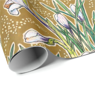 Papier Cadeau Crocus blancs Fleurs de jardin Floral botanique Ol