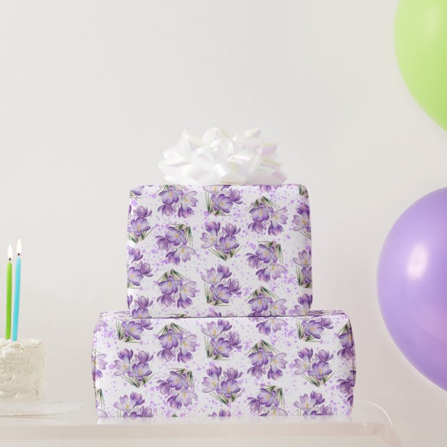 Papier Cadeau Crocus Spring Motif Floral (Cadeaux de fête)