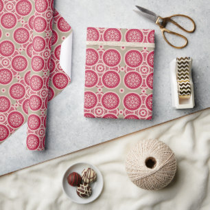 Papier Cadeau Croissance nucléaire - magenta sur seigle - motif