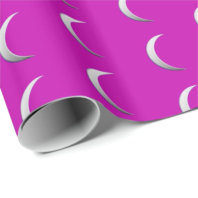 Papier Cadeau Croissants de lune argentés - arrière - plan (Coin rond)