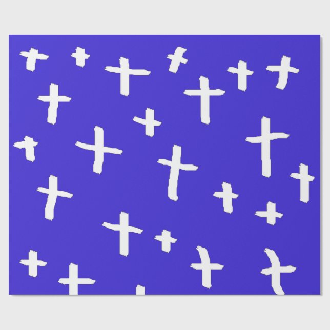 Papier Cadeau croix bleue blanche (Plat)