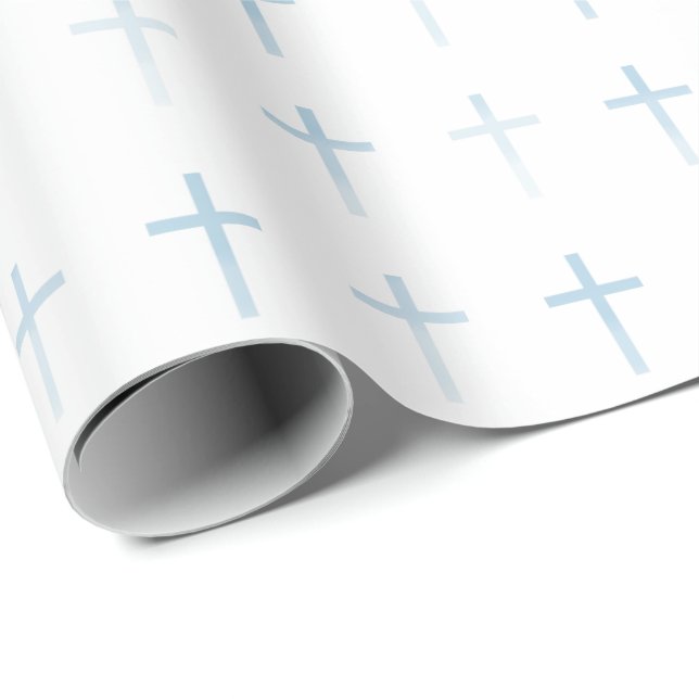 Papier Cadeau Croix Bleue Communion (Coin rond)