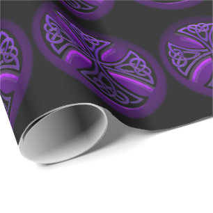 Papier Cadeau Croix celtique violette et noire