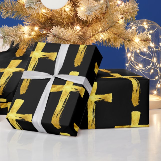 Papier Cadeau Croix de brosse d'or - Christian Jésus Christ Cruc (Vacances)