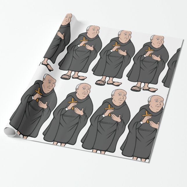 Papier Cadeau Croix de Monk dans Robe Médiévale Religieux (Déroulé)
