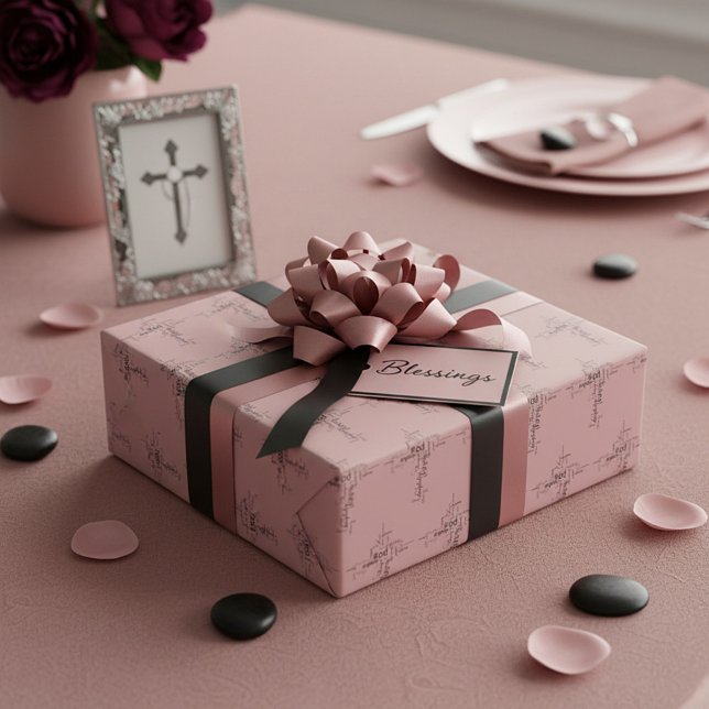 Papier Cadeau croix de mots chrétiens (Créateur téléchargé)