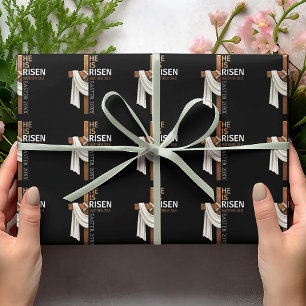 Papier Cadeau Croix de Pâques vintage personnalisée Il est ressu