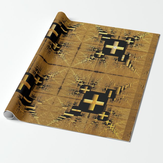Papier Cadeau Croix d'or fractée (Déroulé)